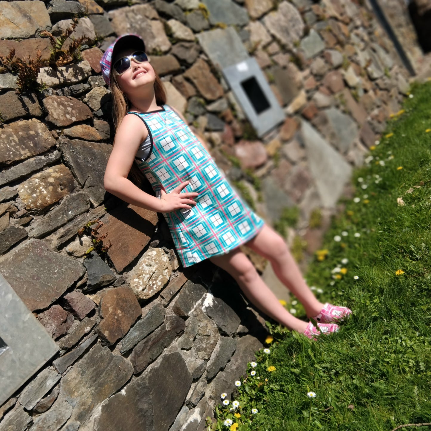 Girls' Sleeveless Dress – Iona Sky Tartan | Happy Tartan® - Happy Tartan