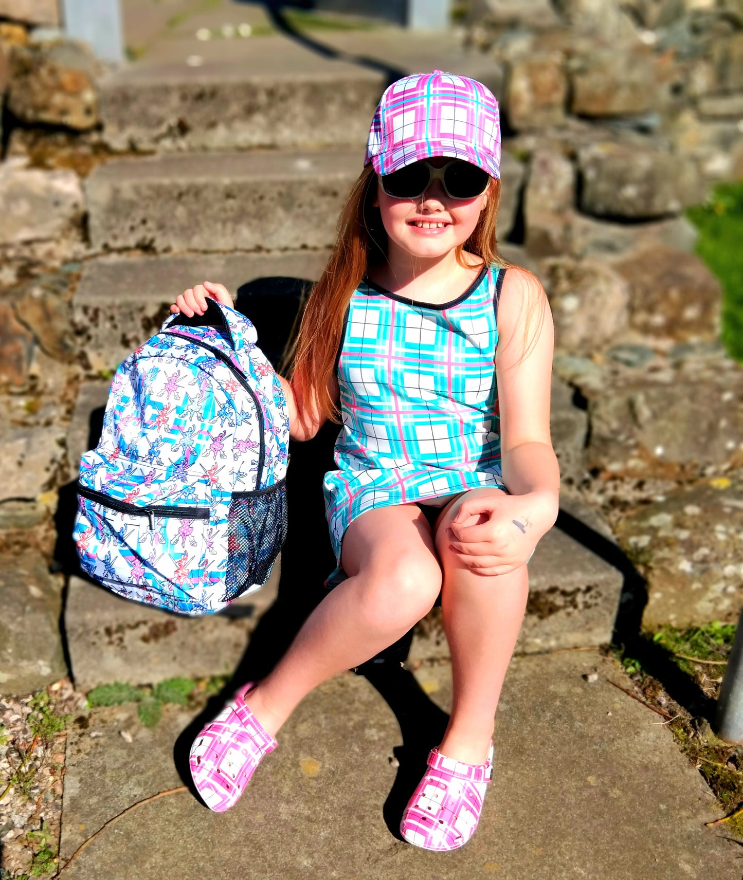 Girls' Sleeveless Dress – Iona Sky Tartan | Happy Tartan® - Happy Tartan