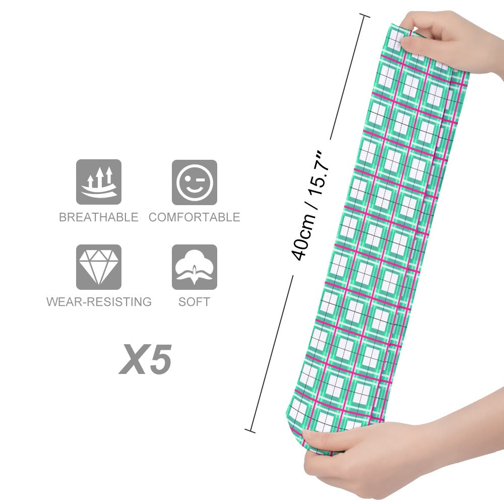 Kids Knee-Length Tartan Socks (5 Pairs) – 'Iona Sky' | Happy Tartan® - Happy Tartan