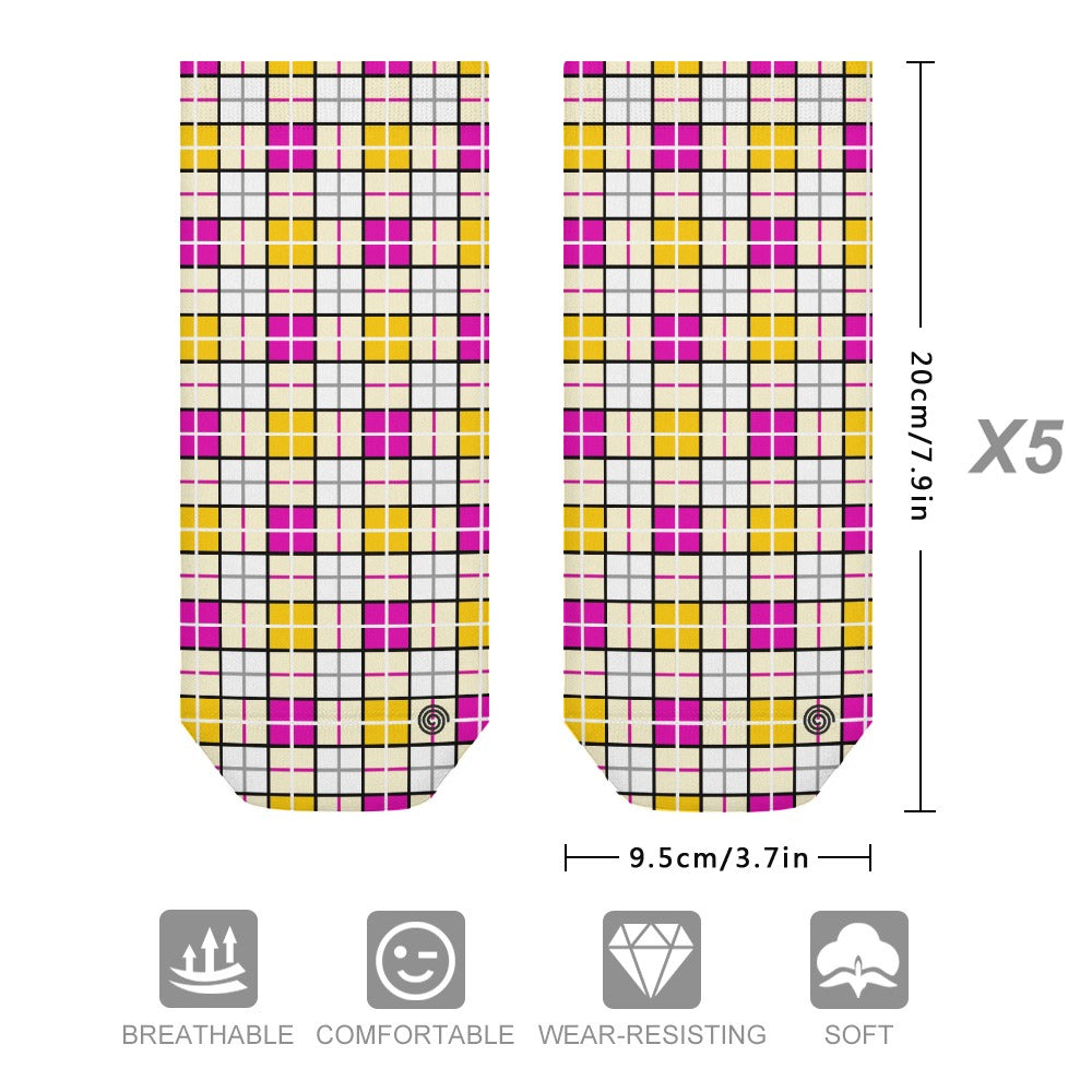 Kids Tartan Socks (5 Pairs) – 'Clyde Sky Rhubarb' | Happy Tartan® - Happy Tartan