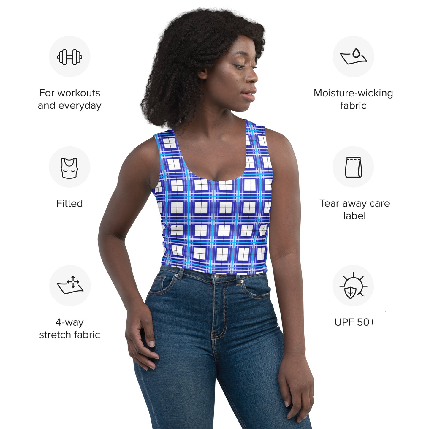 ✨'Cumbrae Sky' Happy Tartan® Crop Top ✨ - Happy Tartan