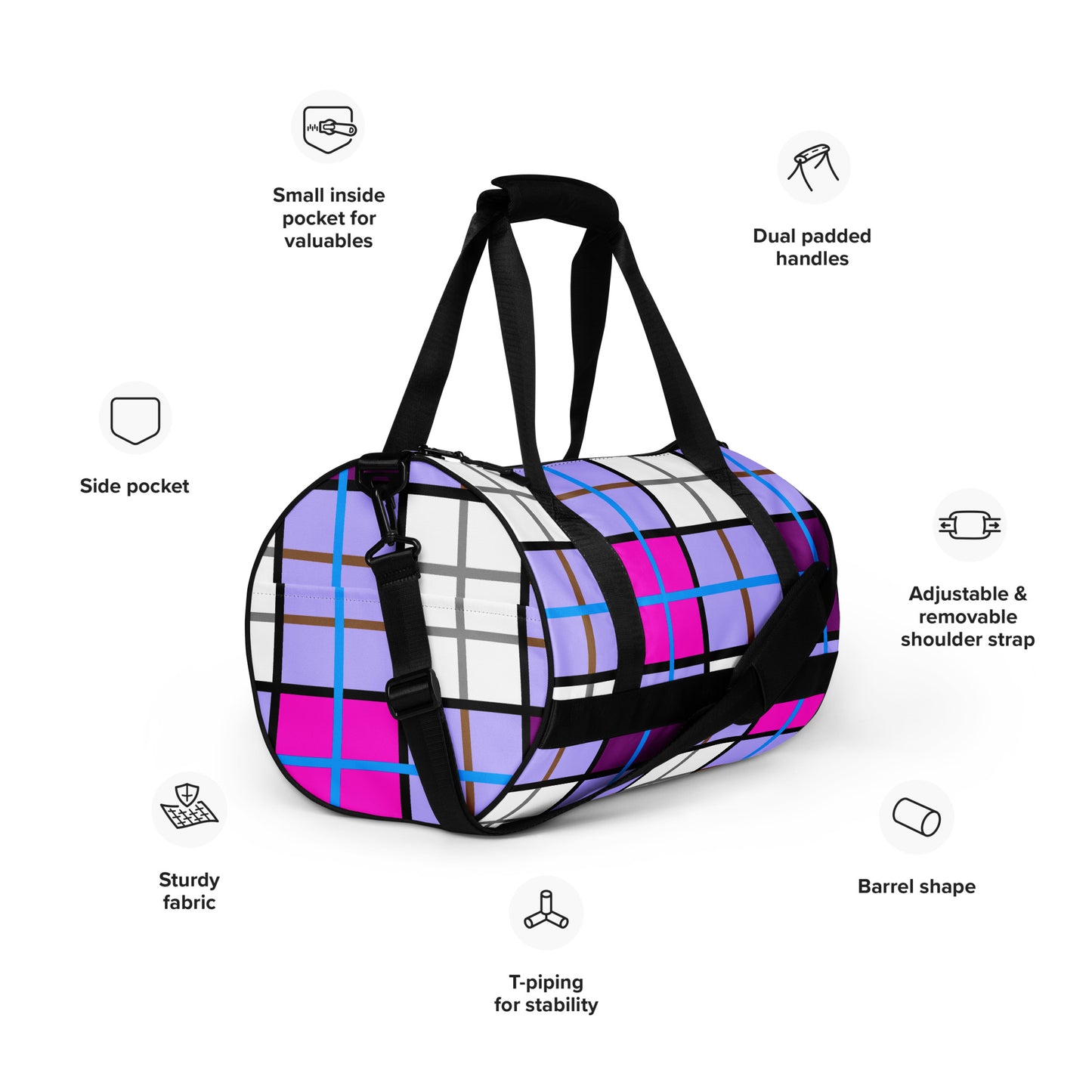 ✨'Clyde Sky Sweet' Happy Tartan® Gym Bag✨ - Happy Tartan