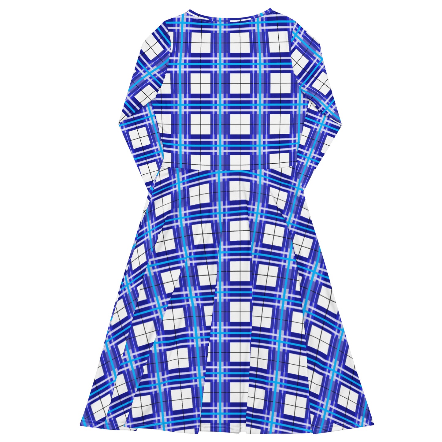 Women’s Long Sleeve Tartan Midi Dress – Cumbrae Sky | Happy Tartan® - Happy Tartan