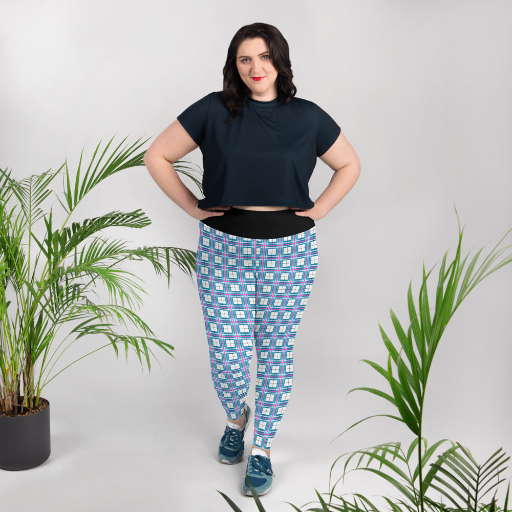 ✨'Bute Sky' Happy Tartan® Ladies Plus Size Leggings✨ - Happy Tartan