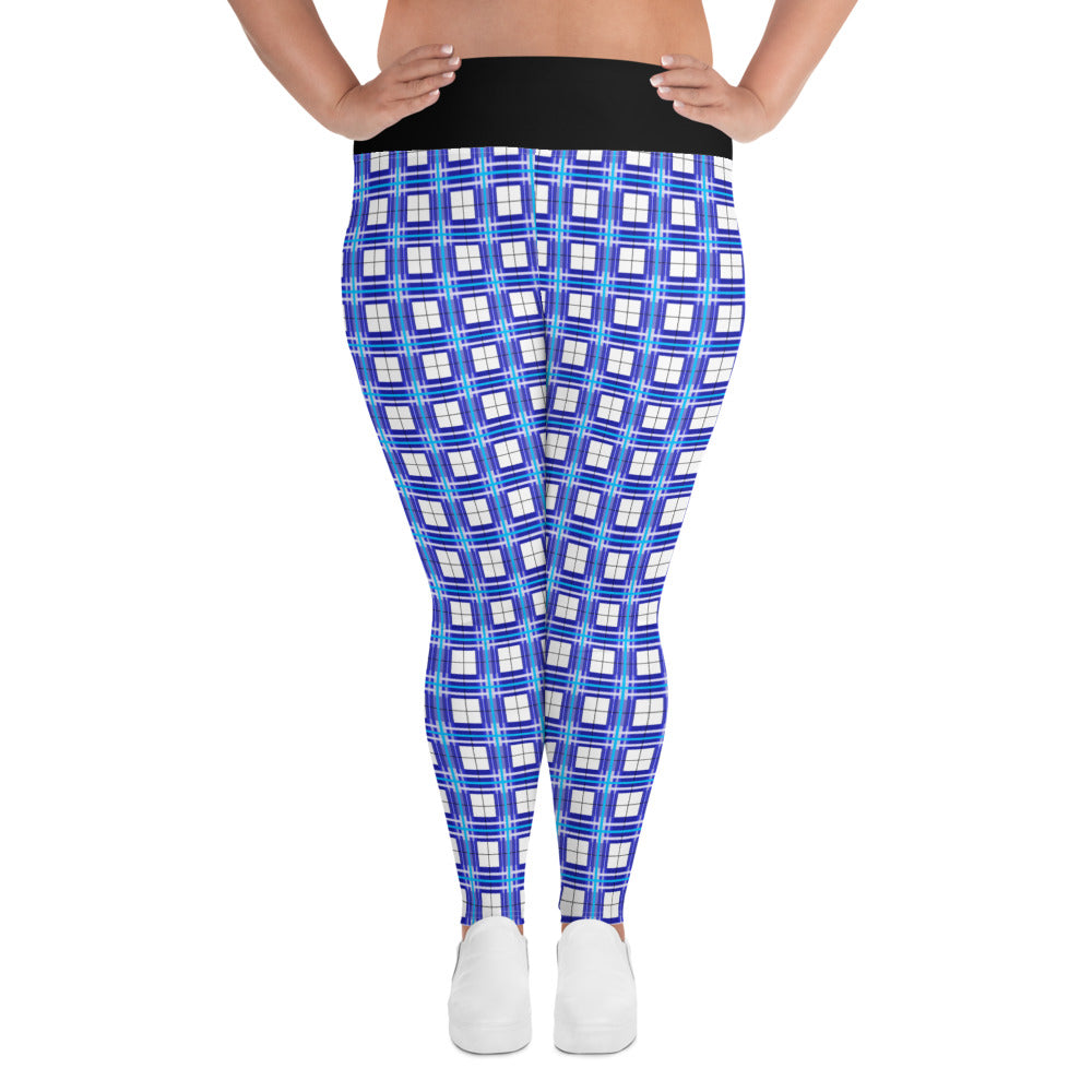 'Cumbrae Sky' Happy Tartan® Ladies Plus Size Leggings✨ - Happy Tartan