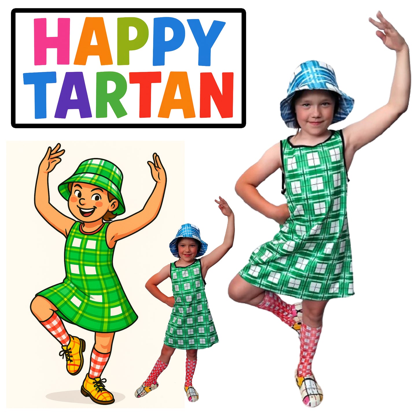 Girls' Sleeveless Dress – Colonsay Sky Tartan | Happy Tartan® - Happy Tartan