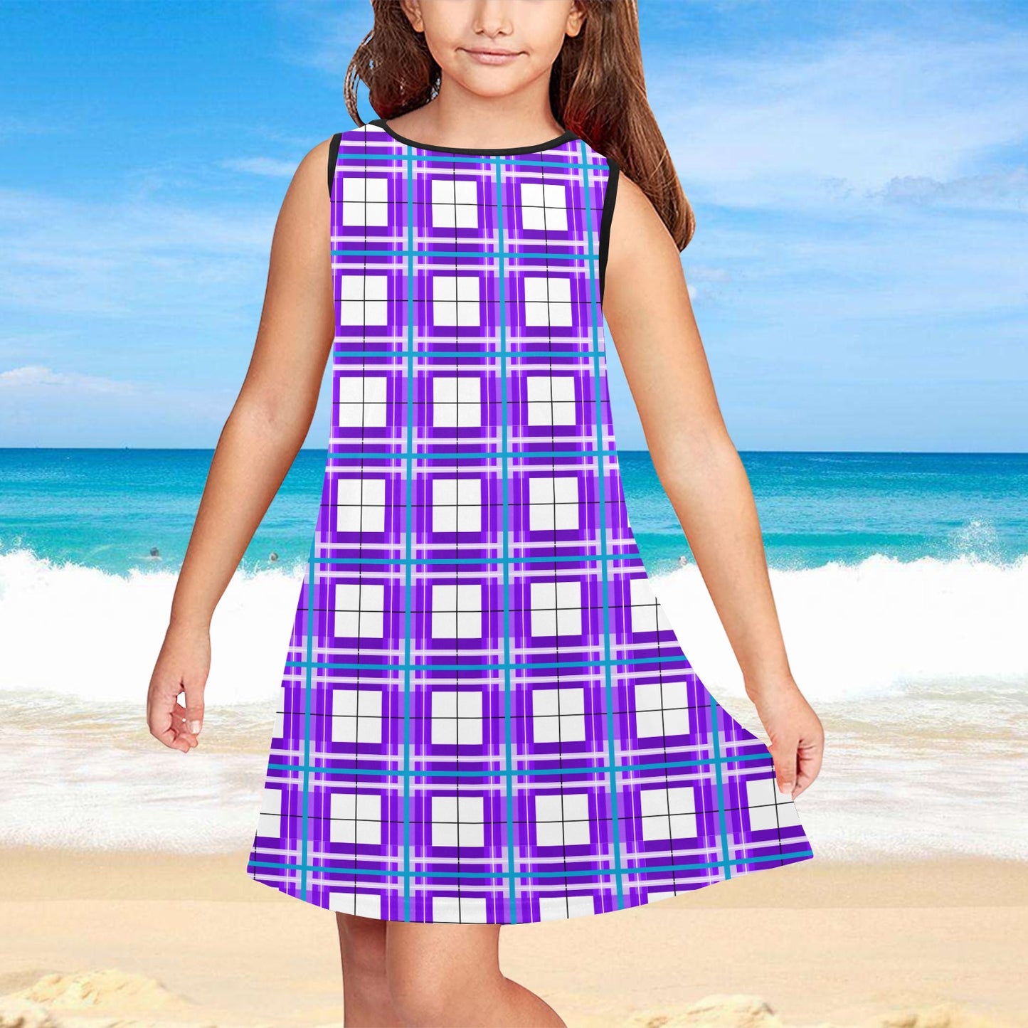 Girls' Sleeveless Dress – Gigha Sky Tartan | Happy Tartan® - Happy Tartan