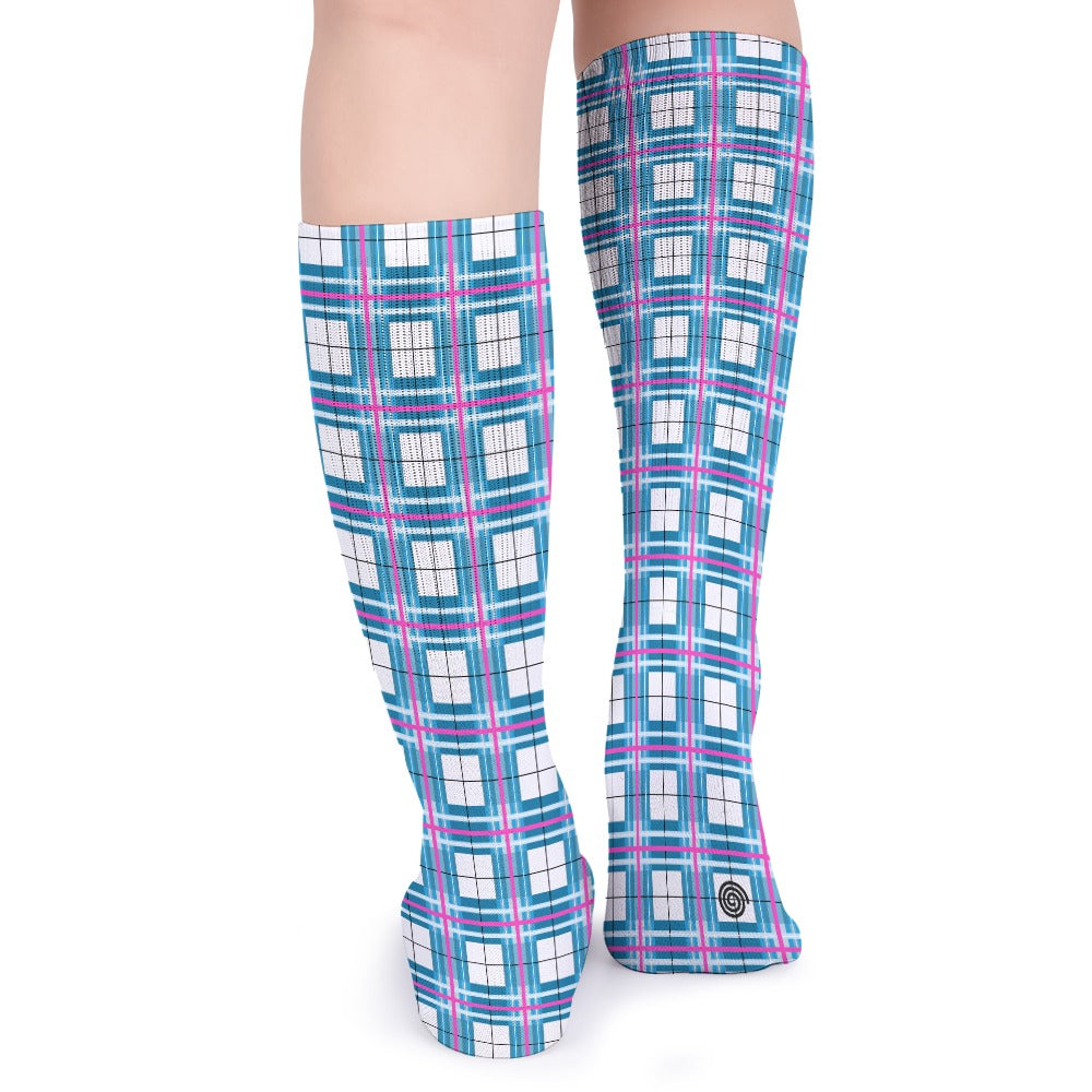 Kids Knee-Length Tartan Socks (5 Pairs) – 'Bute Sky' | Happy Tartan® - Happy Tartan