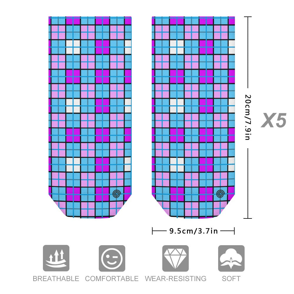 Kids Tartan Socks (5 Pairs) – 'Clyde Sky Purple' | Happy Tartan® - Happy Tartan