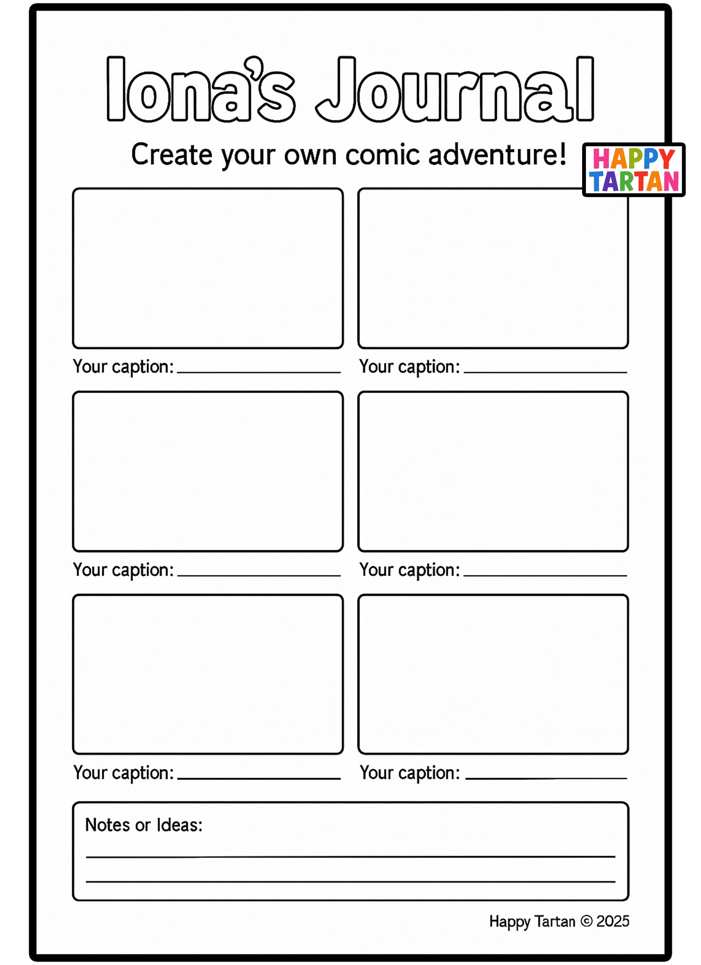 Iona - FREE Comic Strip - Colour in Sheet - FREE Download