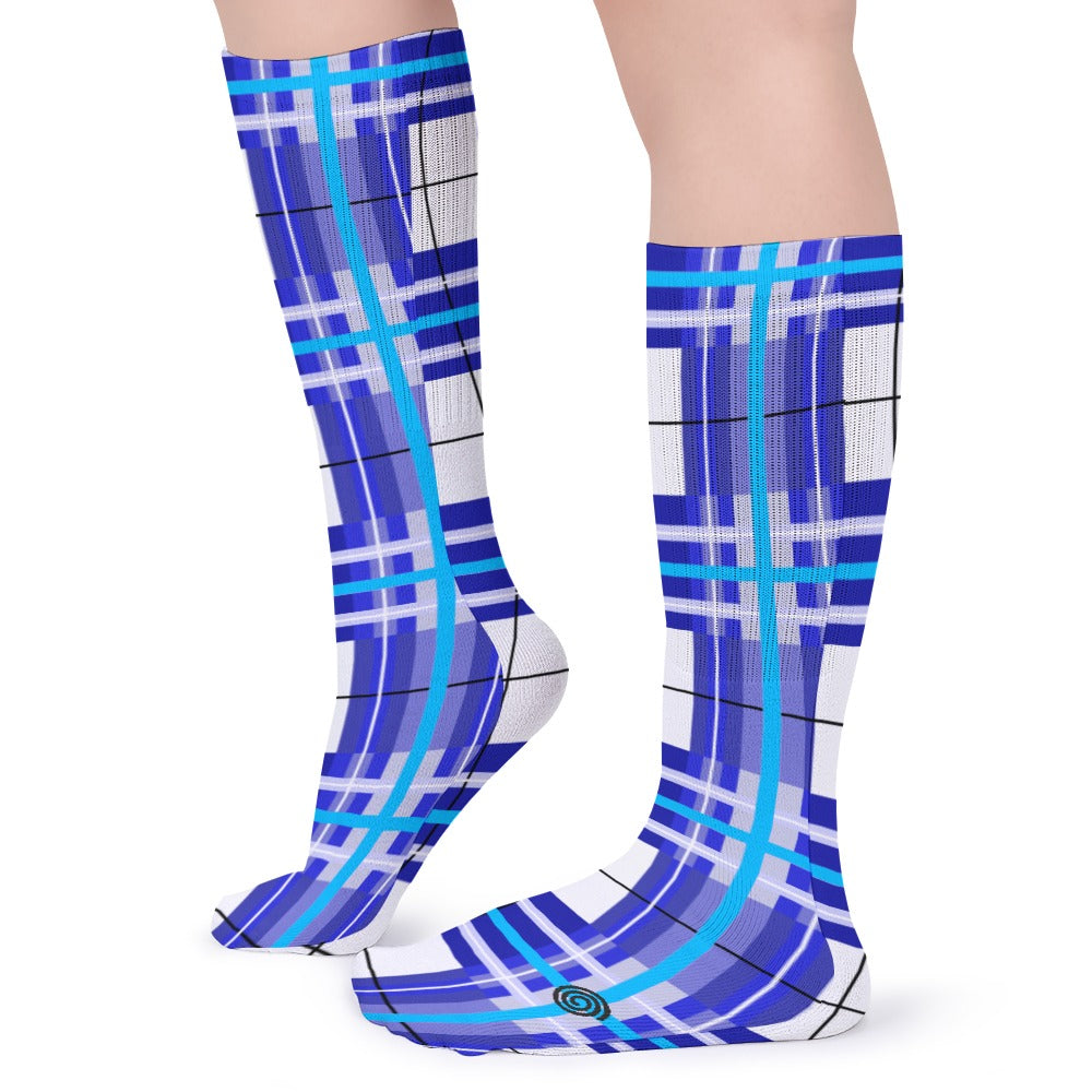 Kids Knee-Length Tartan Socks (5 Pairs) – 'Cumbrae Sky' | Happy Tartan® - Happy Tartan