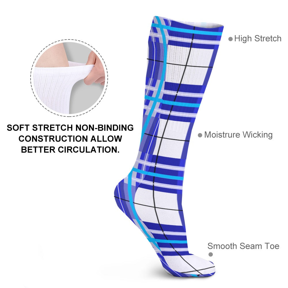 Kids Knee-Length Tartan Socks (5 Pairs) – 'Cumbrae Sky' | Happy Tartan® - Happy Tartan