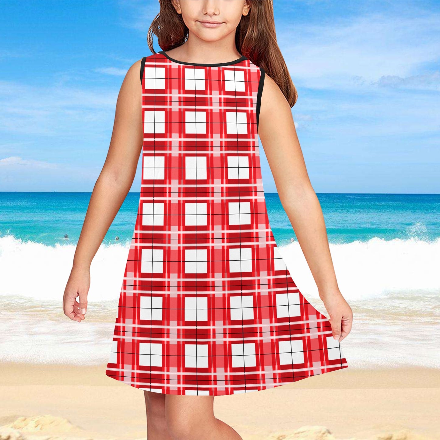 Girls' Sleeveless Dress – Mull Sky Tartan | Happy Tartan® - Happy Tartan