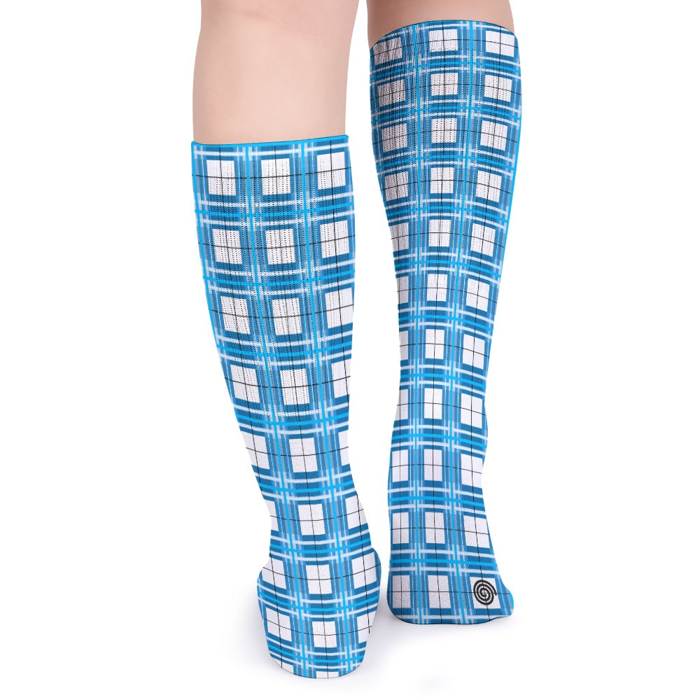 Kids Knee-Length Tartan Socks (5 Pairs) – 'Jura Sky' | Happy Tartan® - Happy Tartan