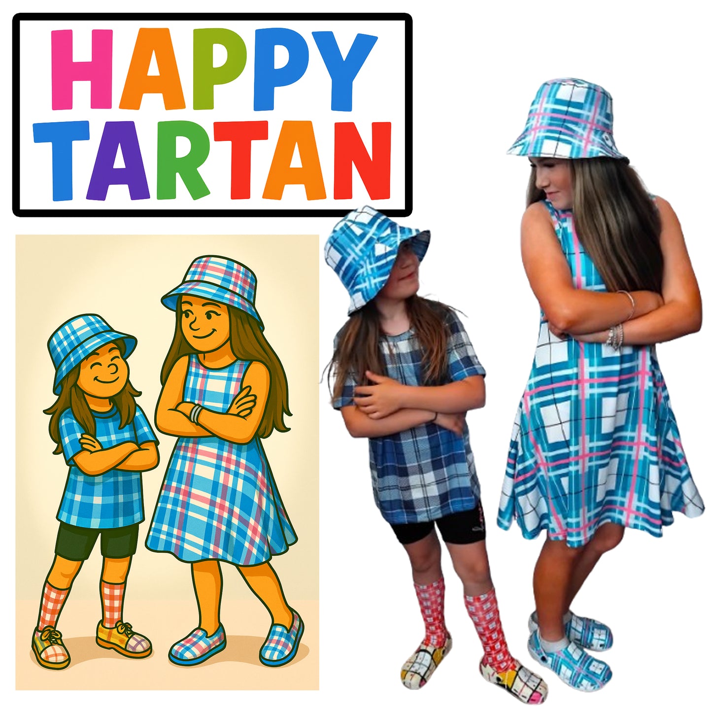 Women’s A-Frame Tartan Dress with Pockets – 'Bute Sky' | Happy Tartan® - Happy Tartan