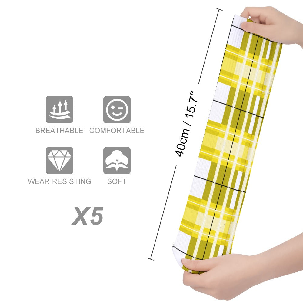 Kids Knee-Length Tartan Socks (5 Pairs) – 'Staffa Sky' | Happy Tartan® - Happy Tartan