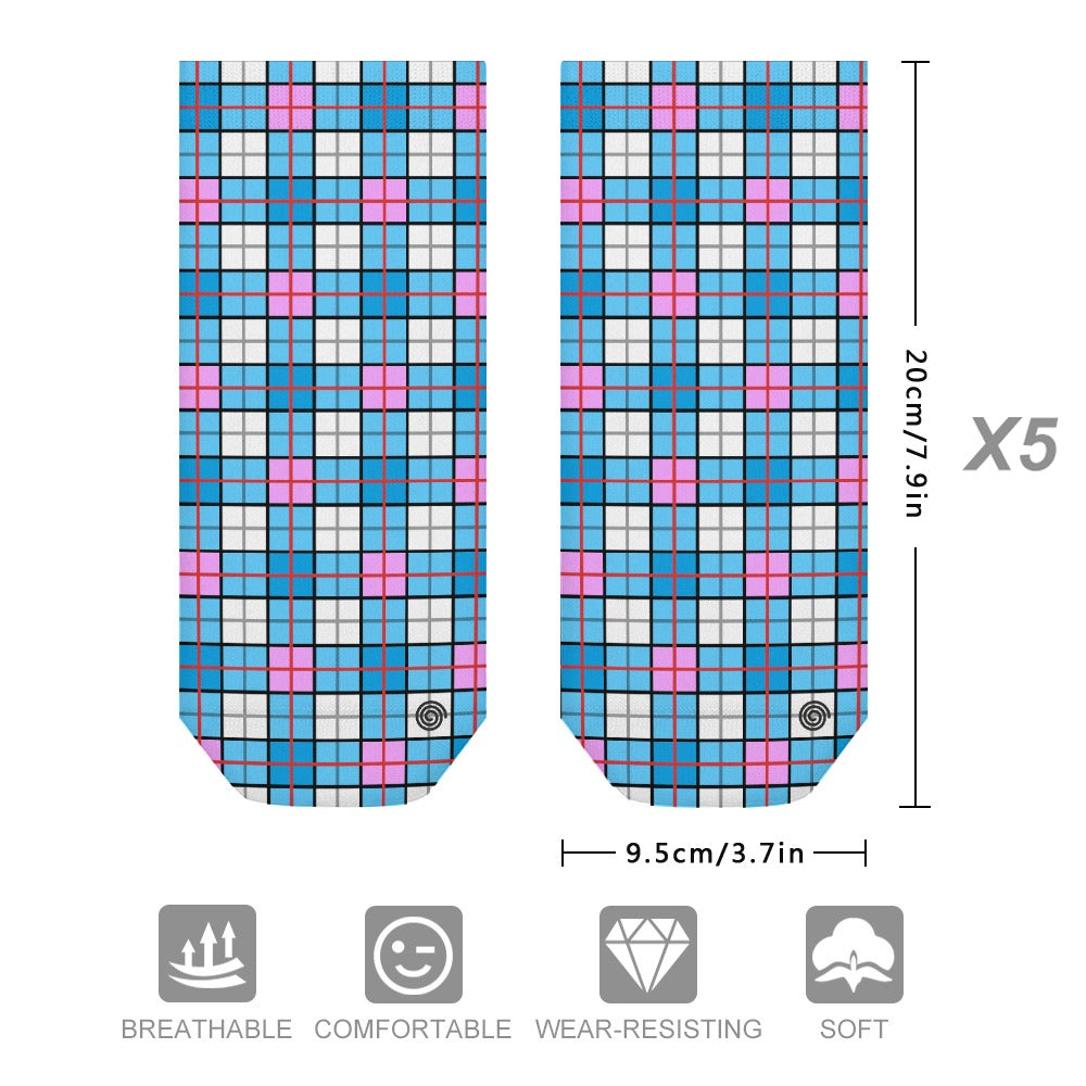 Kids Tartan Socks (5 Pairs) – 'Clyde Sky' | Happy Tartan® - Happy Tartan