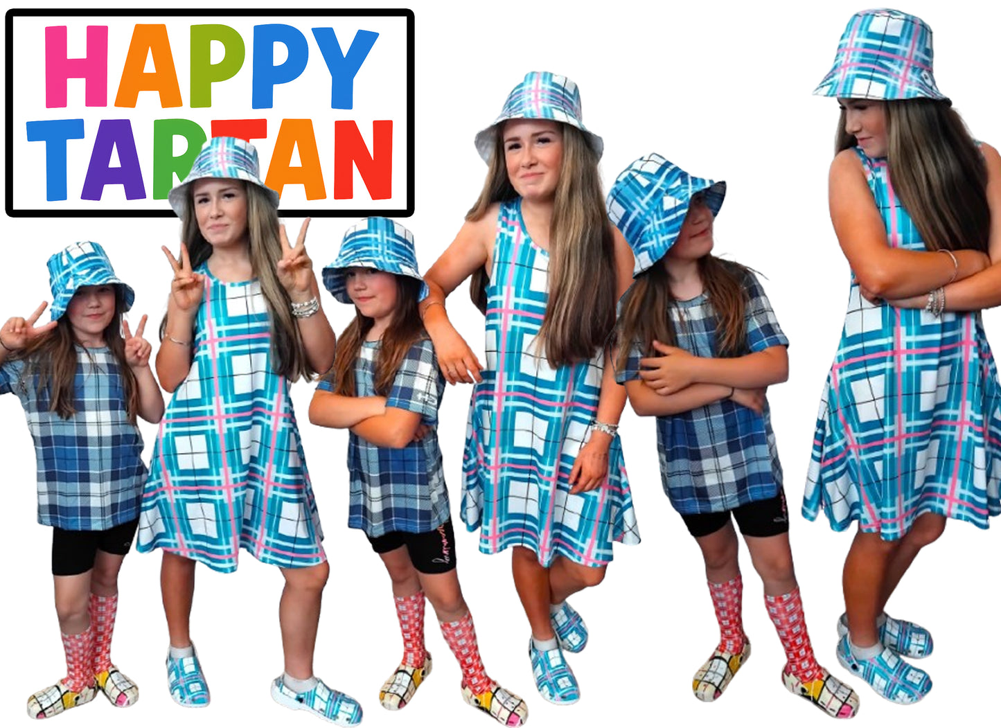 Women’s A-Frame Tartan Dress with Pockets – 'Bute Sky' | Happy Tartan® - Happy Tartan