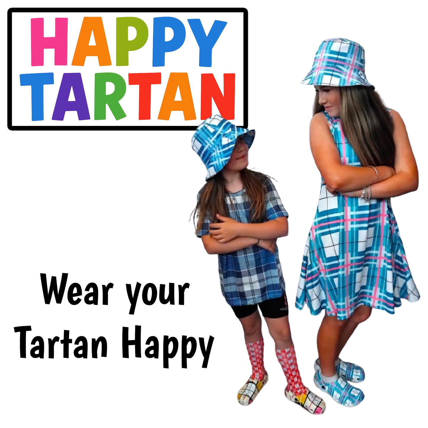 Women’s A-Frame Tartan Dress with Pockets – 'Bute Sky' | Happy Tartan® - Happy Tartan