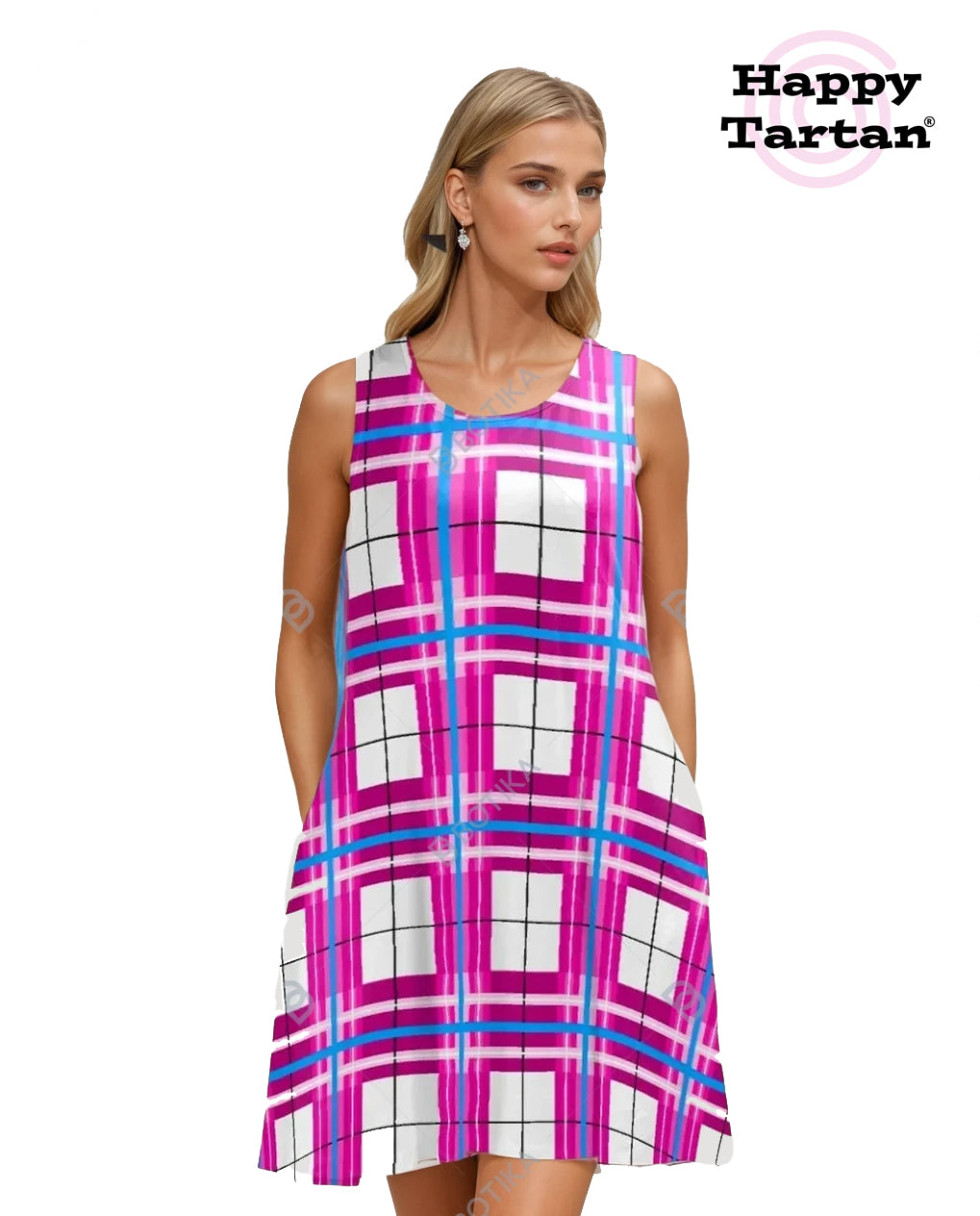 ✨ 'Islay Sky' Happy Tartan® A-Frame Dress (with Pockets!) ✨ - Happy Tartan