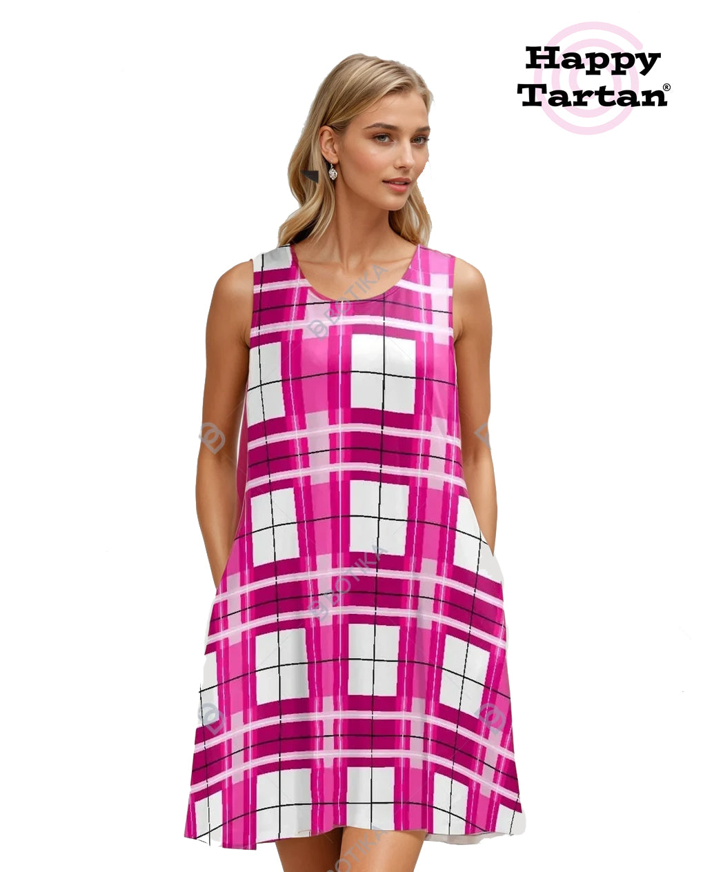 Women’s A-Frame Tartan Dress with Pockets – 'Arran Sky' | Happy Tartan® - Happy Tartan