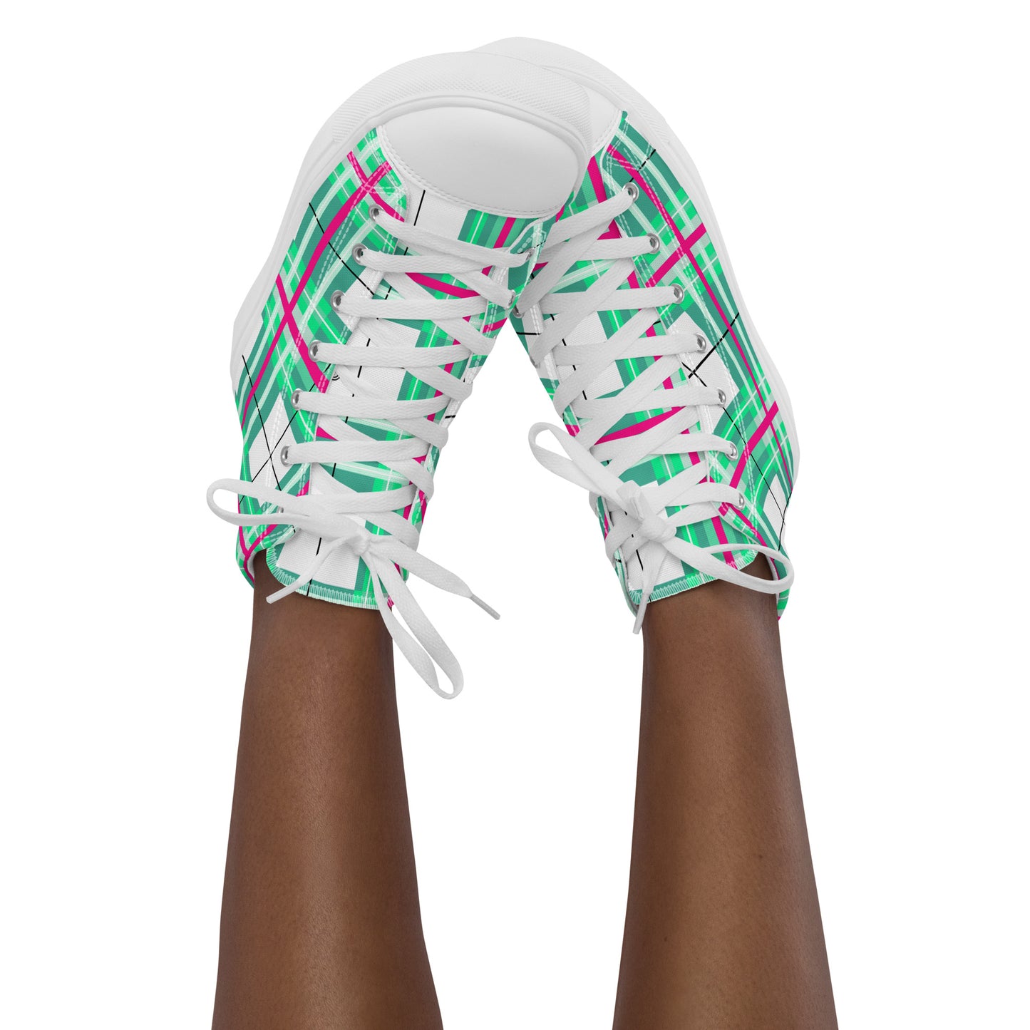 Women’s Canvas High Top Sneakers – 'Iona Sky' Tartan | Happy Tartan® - Happy Tartan