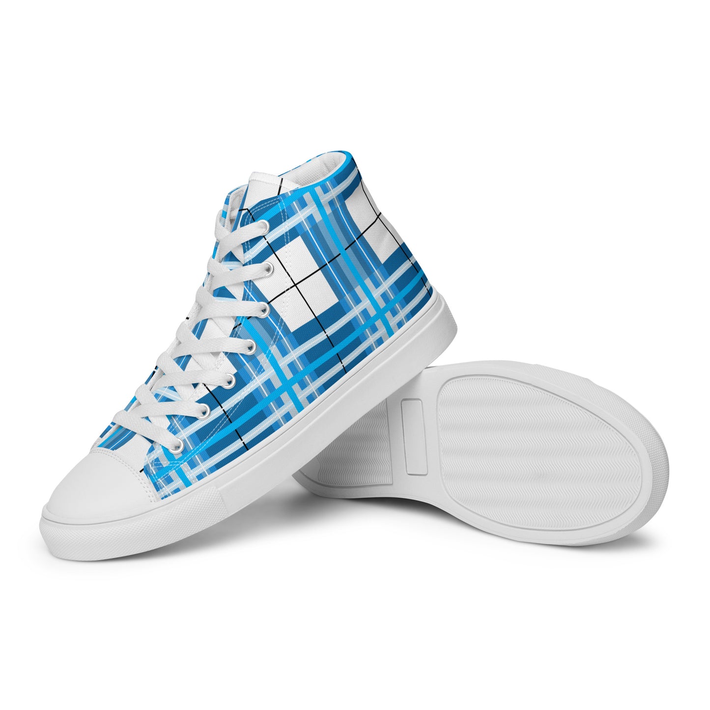 Women’s Canvas High Top Sneakers – 'Jura Sky' Tartan | Happy Tartan® - Happy Tartan