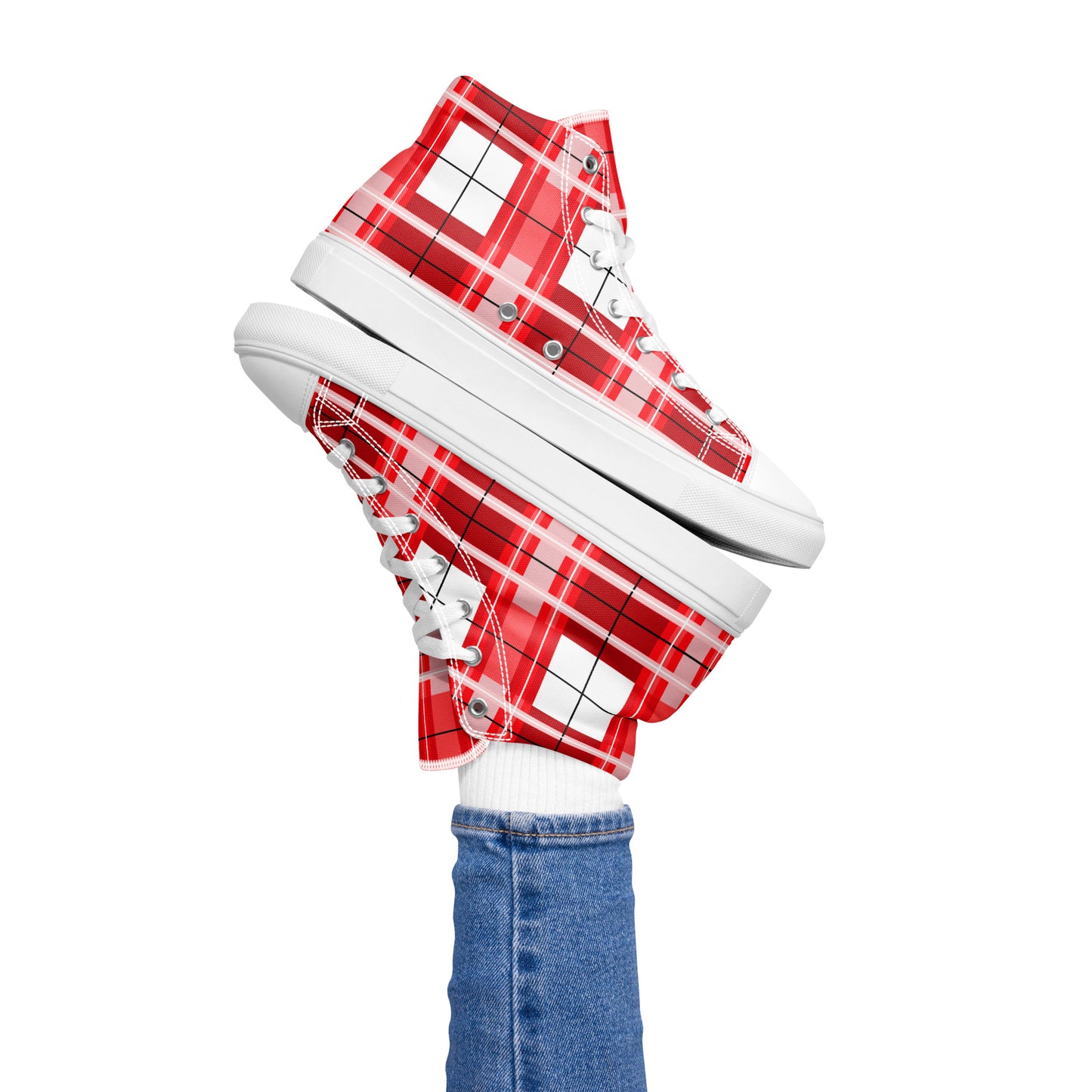 Women’s Canvas High Top Sneakers – 'Mull Sky' Tartan | Happy Tartan® - Happy Tartan