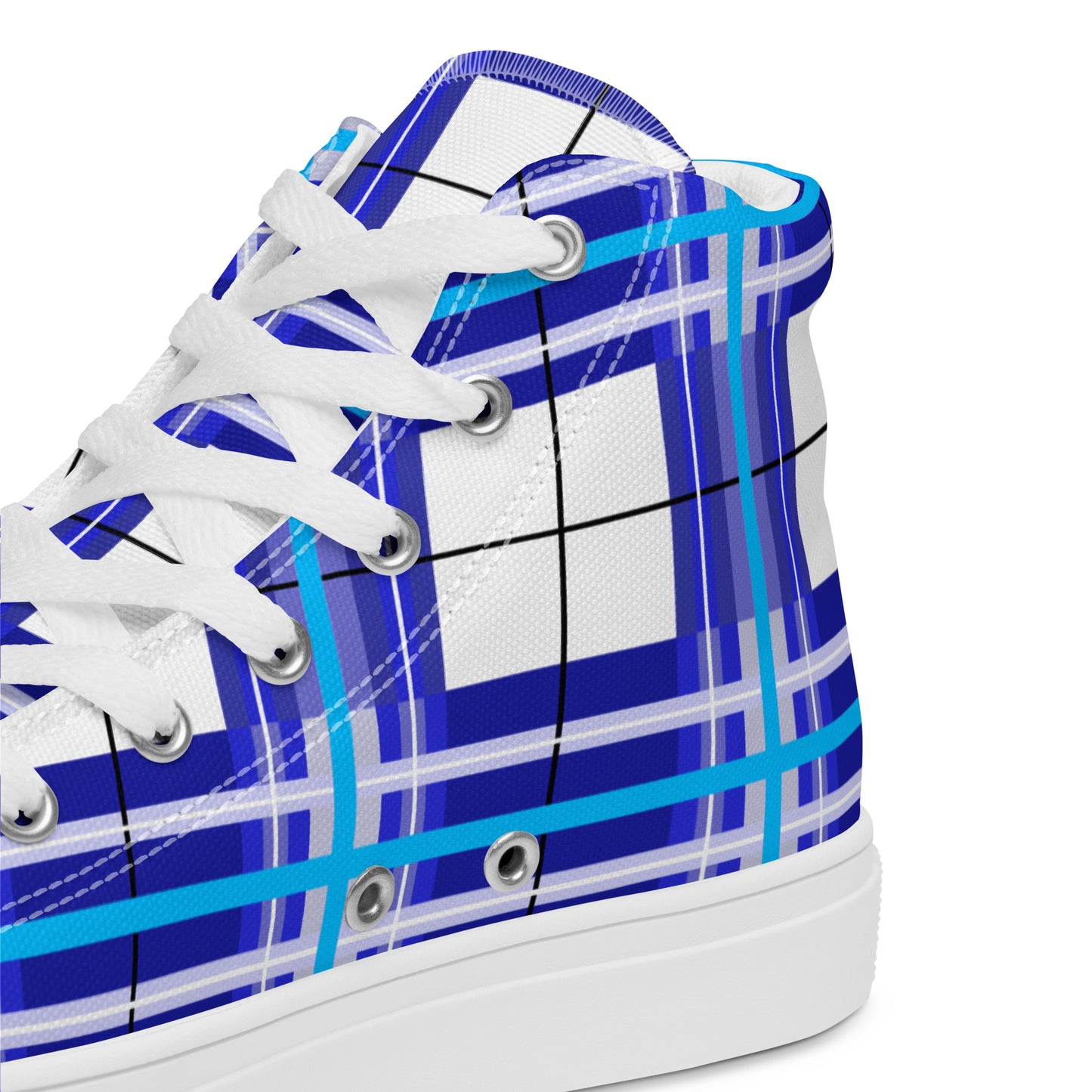 Women’s Canvas High Top Sneakers – 'Cumbrae Sky' Tartan | Happy Tartan® - Happy Tartan