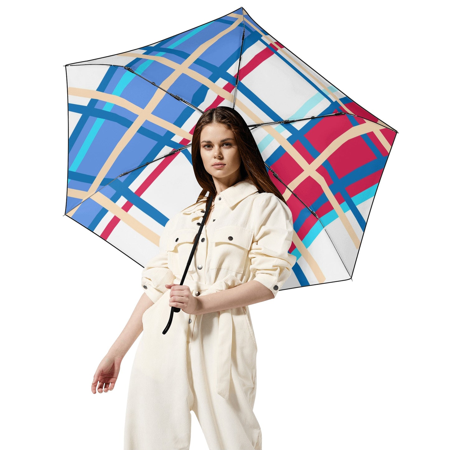 'St Ninians, Bute' Happy Tartan Fully Auto Open & Close Umbrella Printing Inside - Free P&P Worldwide