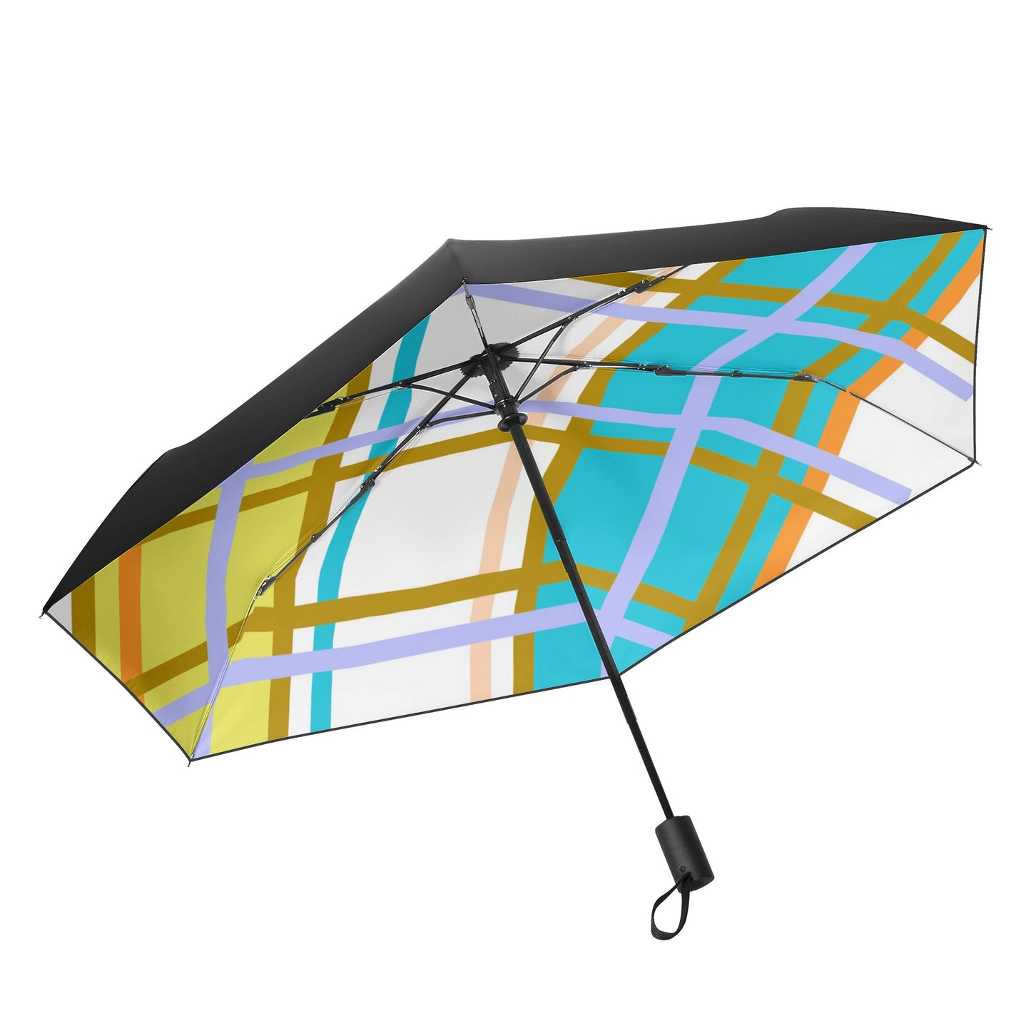 'Kingarth, Bute' Happy Tartan Fully Auto Open & Close Umbrella Printing Inside - Free P&P Worldwide