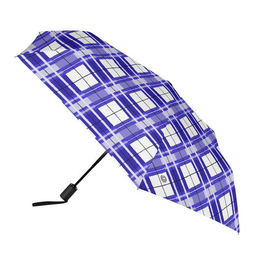 'Cumbrae Sky' Happy Tartan Fully Auto Open & Close Umbrella Printing Inside - Free P&P Worldwide