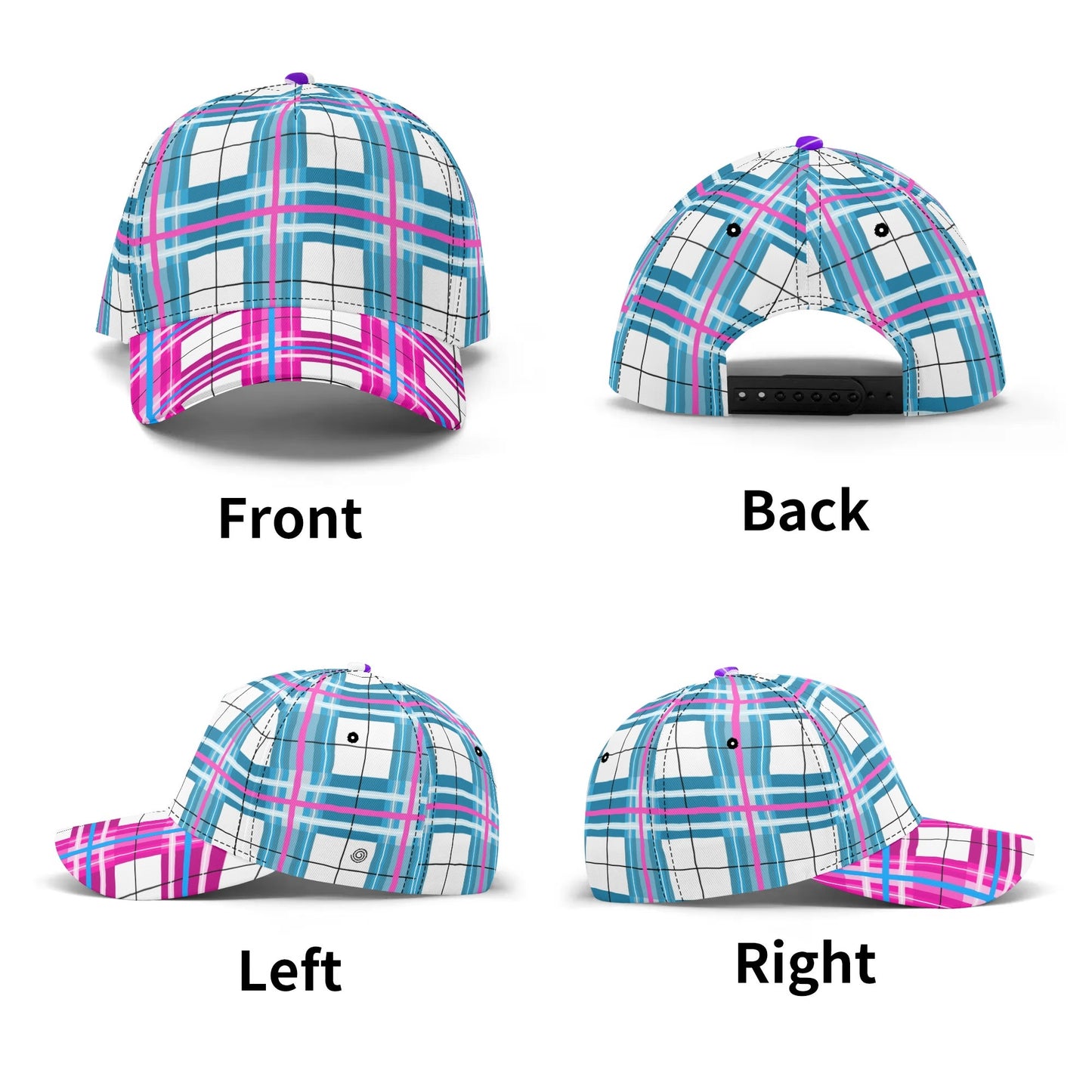 'Bute Sky & Islay Sky' Happy Tartan Print Baseball Cap - Free p&p Worldwide