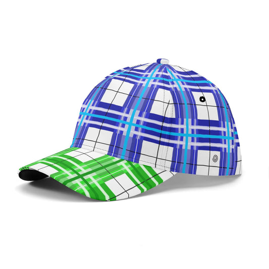 'Cumbrae Sky & Colonsay Sky' Happy Tartan Print Baseball Cap - Free p&p Worldwide