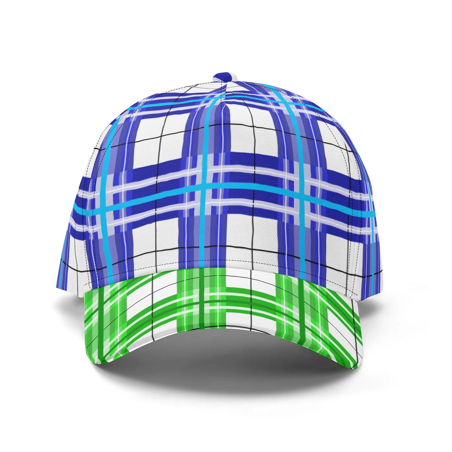 'Cumbrae Sky & Colonsay Sky' Happy Tartan Print Baseball Cap - Free p&p Worldwide