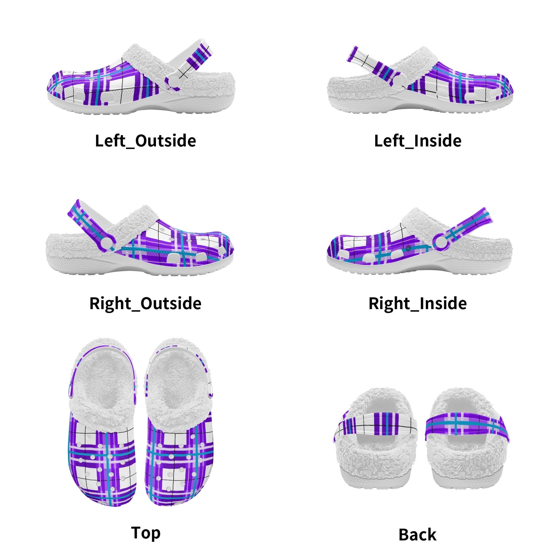 ✨'Gigha Sky' Happy Tartan® Adult Clogs With White Fleece Fur Lining✨ - Happy Tartan