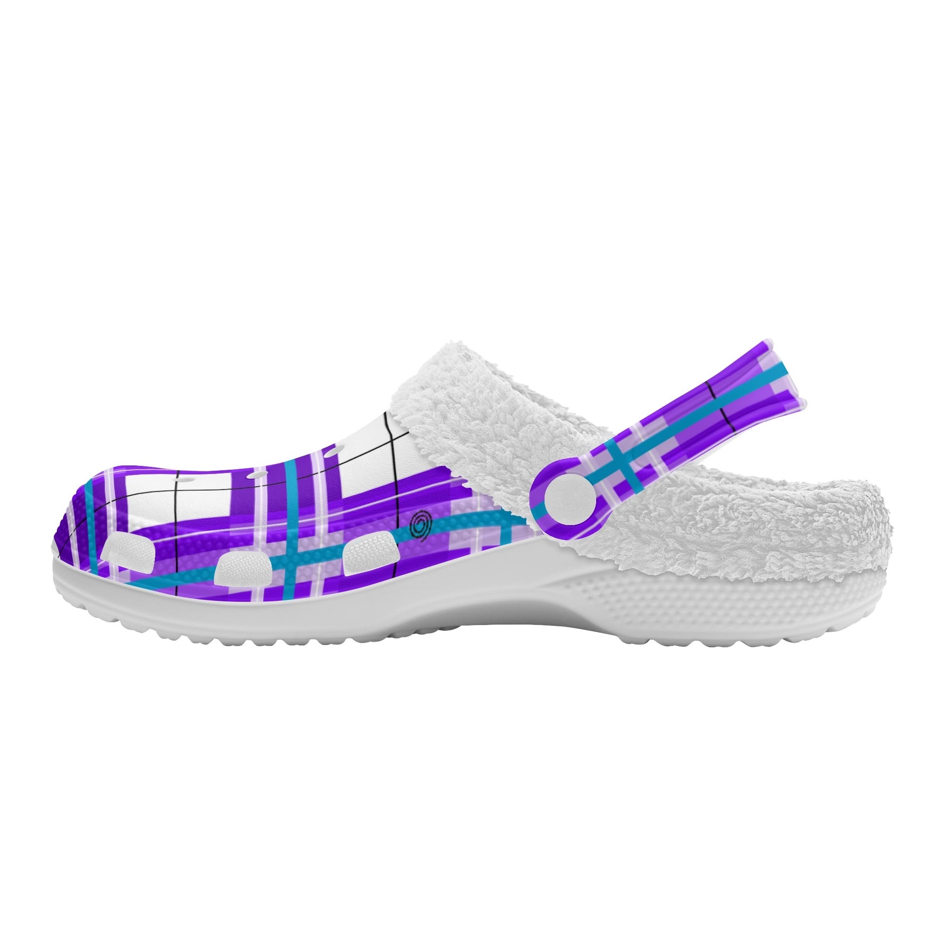 ✨'Gigha Sky' Happy Tartan® Adult Clogs With White Fleece Fur Lining✨ - Happy Tartan