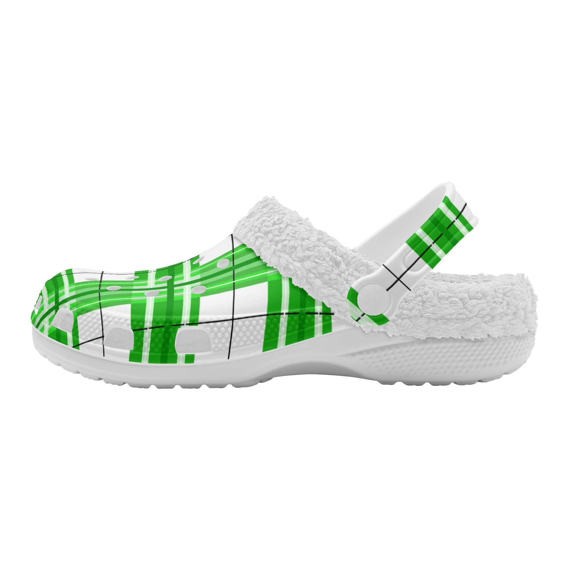 ✨'Colonsay Sky' Happy Tartan® Adult Clogs With White Fleece Fur Lining✨ - Happy Tartan