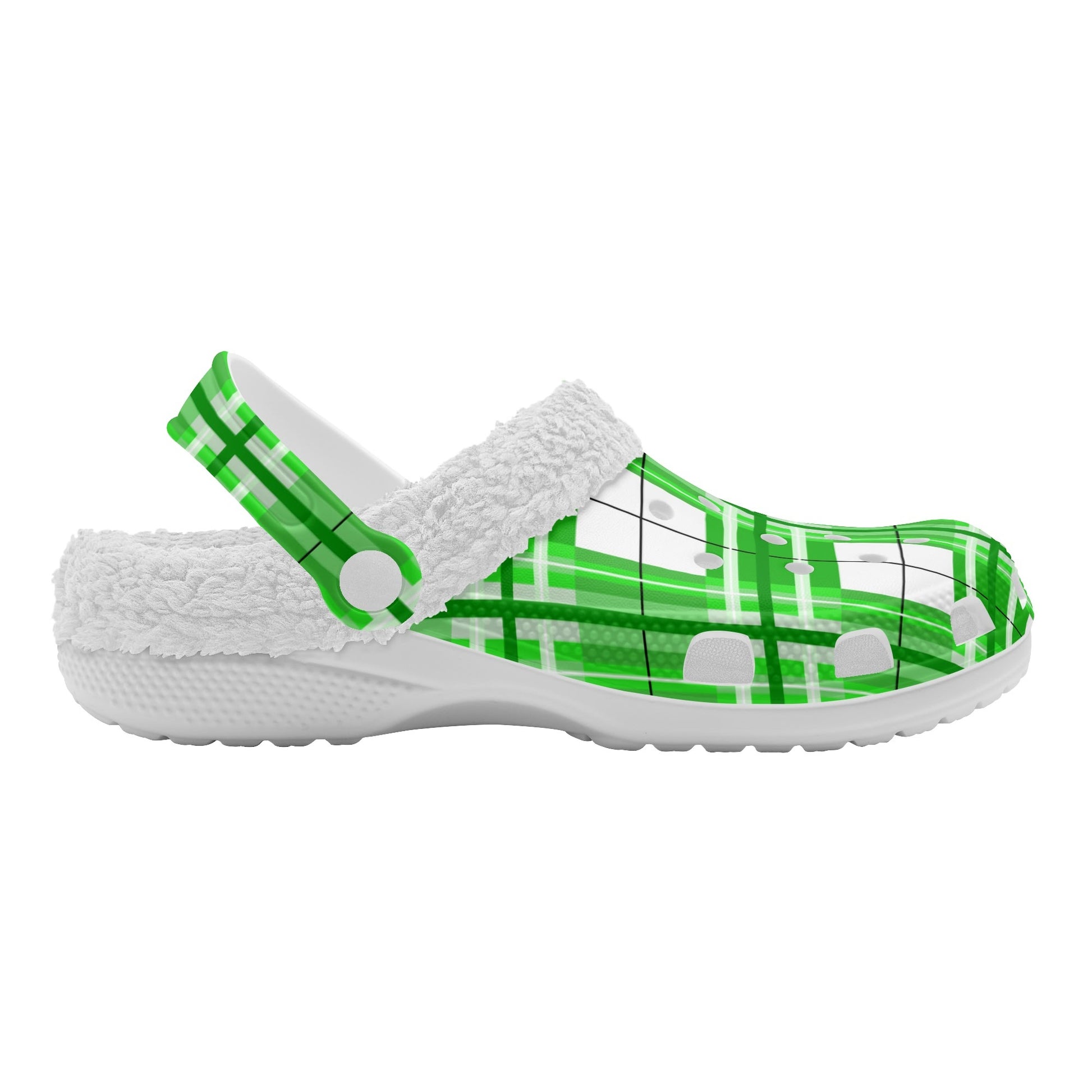✨'Colonsay Sky' Happy Tartan® Adult Clogs With White Fleece Fur Lining✨ - Happy Tartan