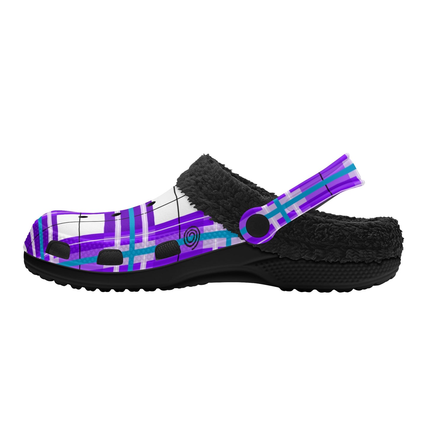 ✨'Gigha Sky' Happy Tartan® Adult Clogs With Black Fleece Fur Lining✨