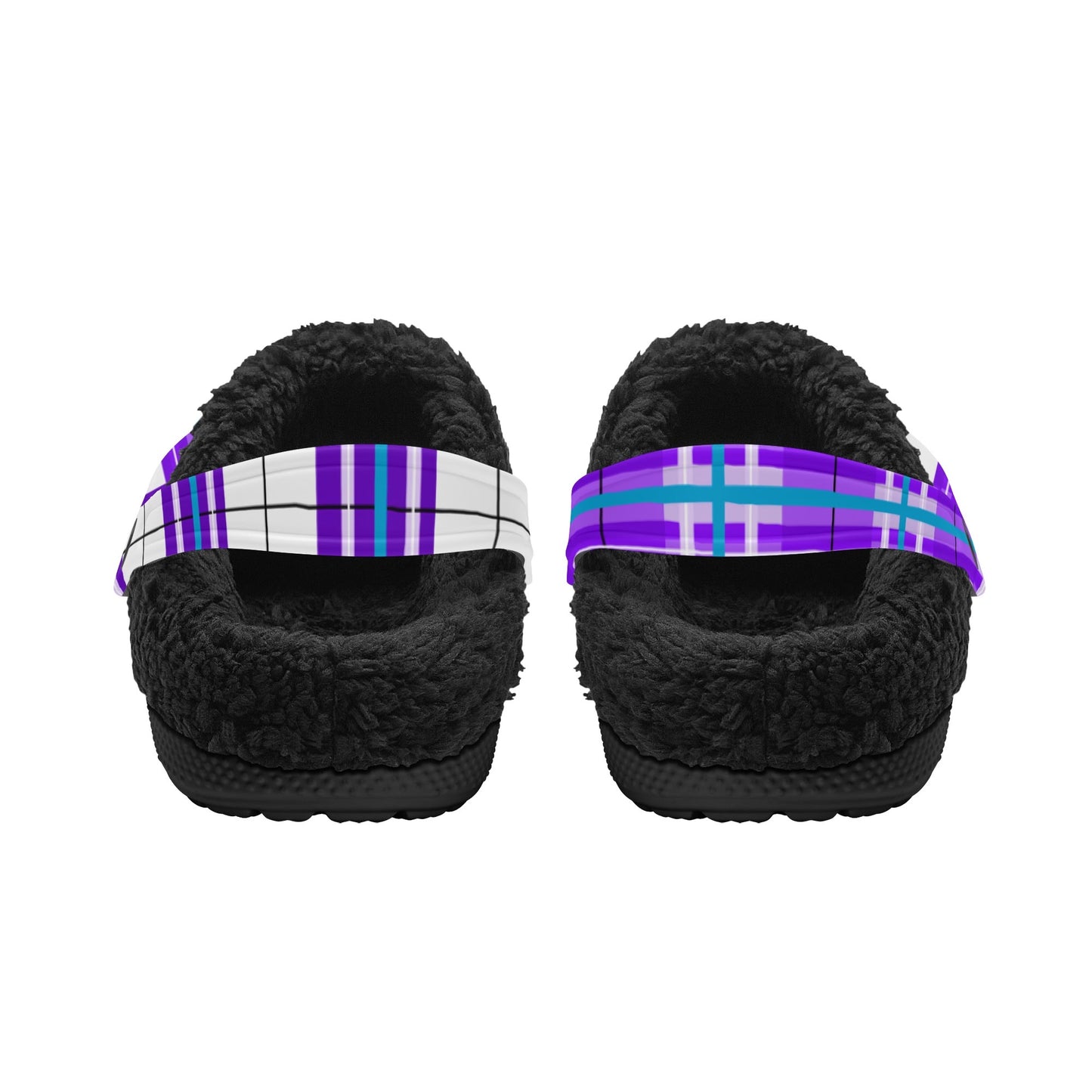 ✨'Gigha Sky' Happy Tartan® Adult Clogs With Black Fleece Fur Lining✨