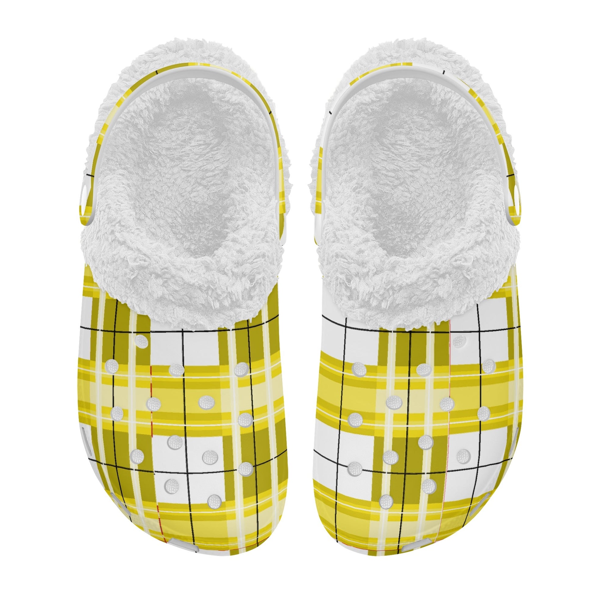 ✨'Staffa Sky' Happy Tartan® Adult Clogs With White Fleece Fur Lining✨ - Happy Tartan