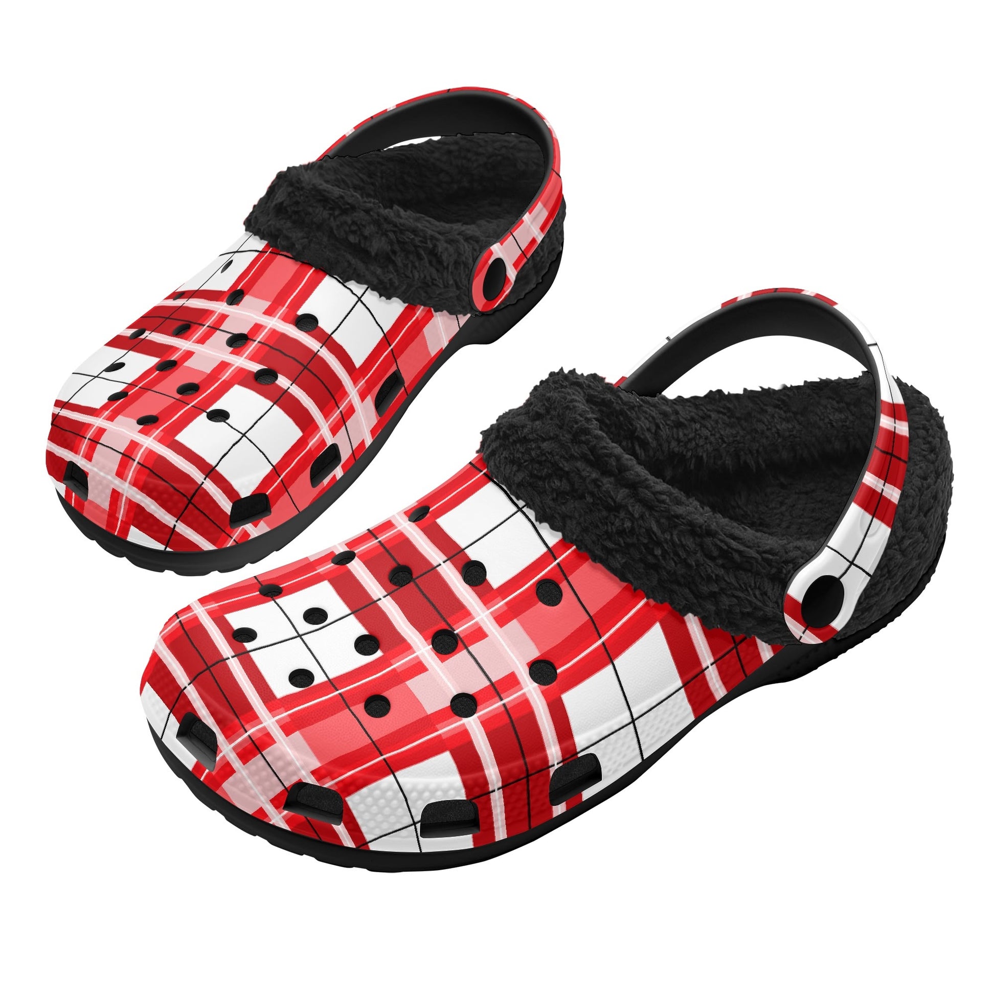 ✨'Mull Sky' Happy Tartan® Adult Clogs With Black Fleece Fur Lining✨ - Happy Tartan