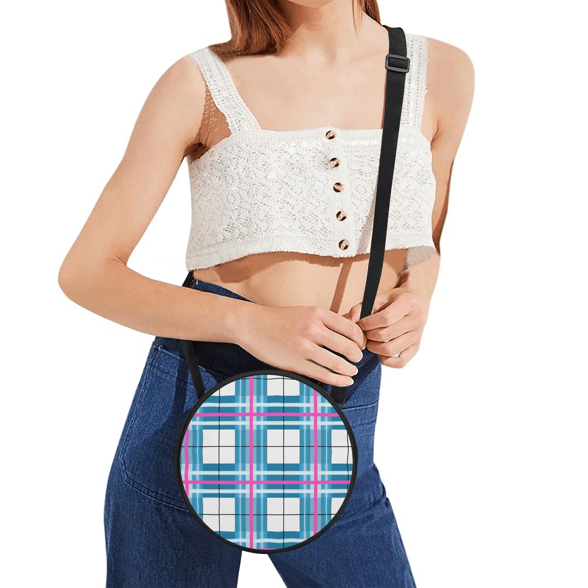 ✨'Bute Sky' Happy Tartan® Round Bag✨ - Happy Tartan