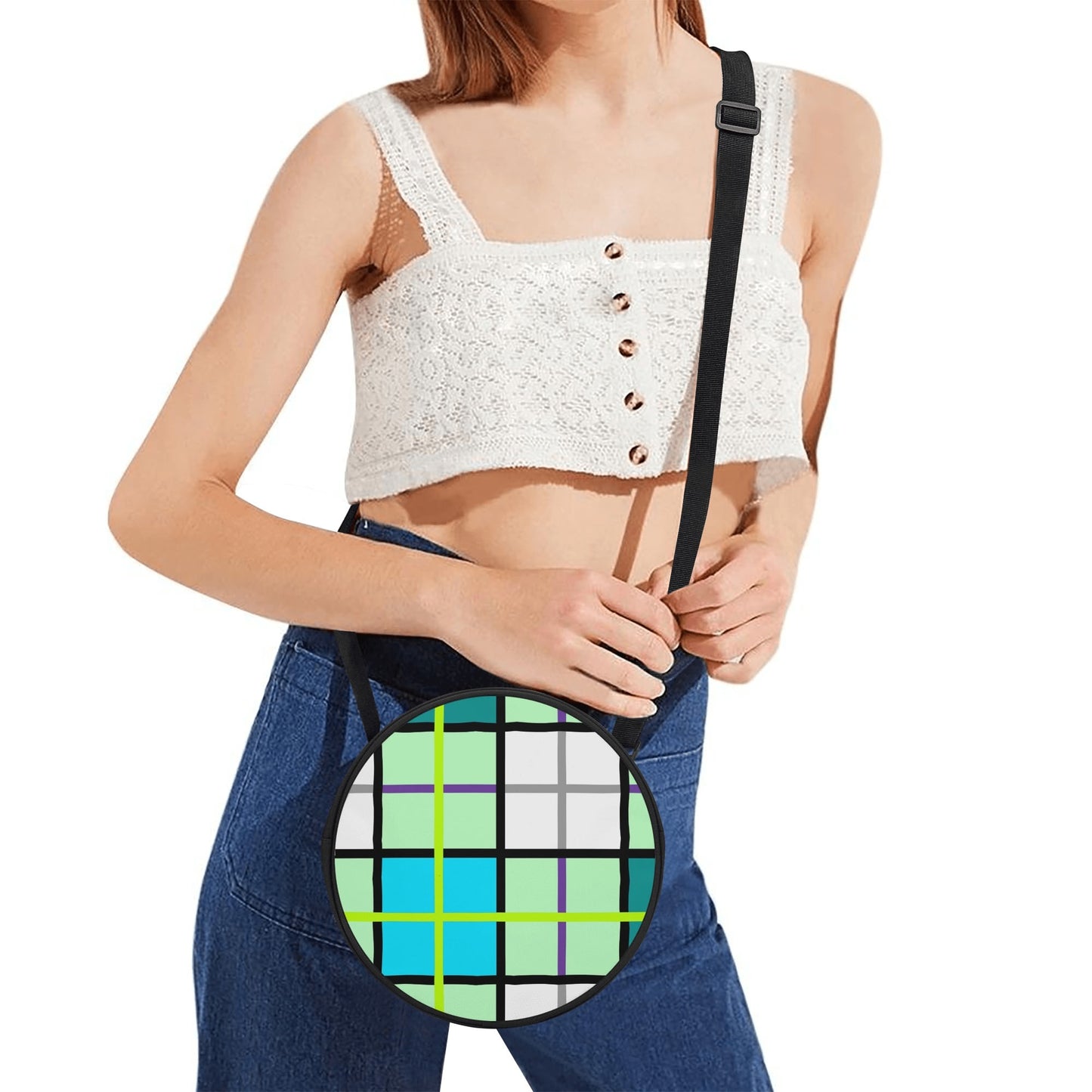 'Clyde Sky Green' Happy Tartan® Round Bag