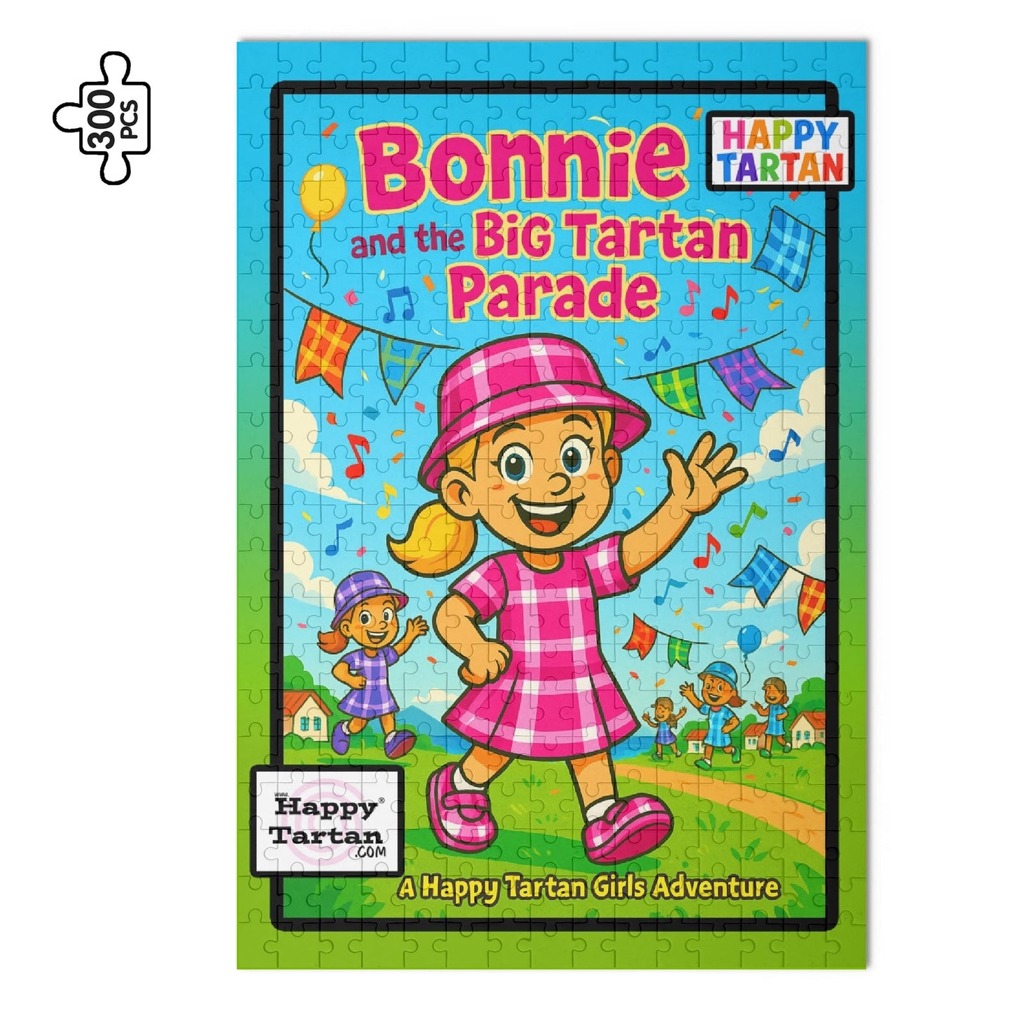 🧩 Bonnie's Happy Tartan Custom Wooden Jigsaw Puzzle (300 pieces) 🧩