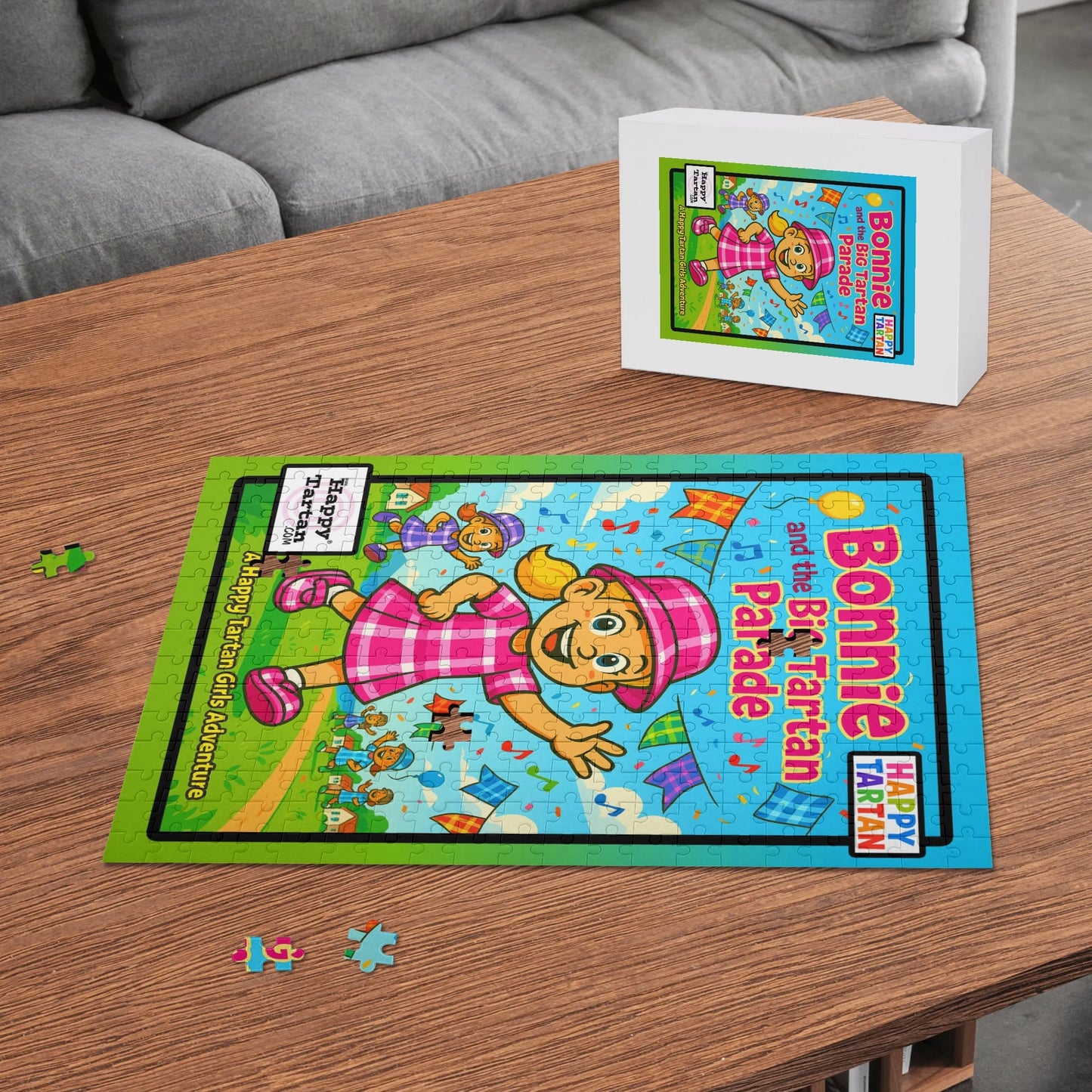 🧩 Bonnie's Happy Tartan Custom Wooden Jigsaw Puzzle (300 pieces) 🧩