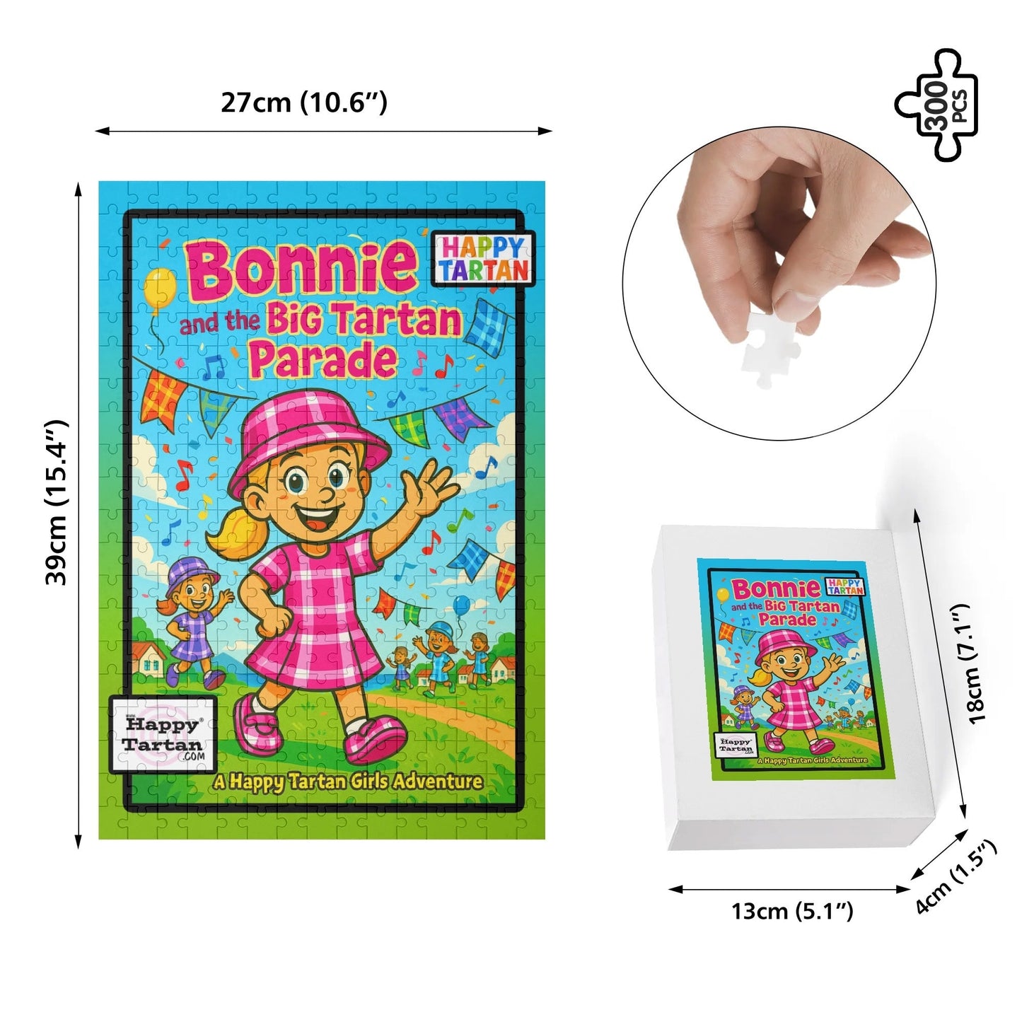 🧩 Bonnie's Happy Tartan Custom Wooden Jigsaw Puzzle (300 pieces) 🧩