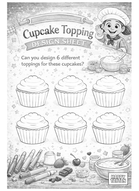 🌸 Alba Baking  - FREE COLOUR IN SHEET - Tartan Hearts