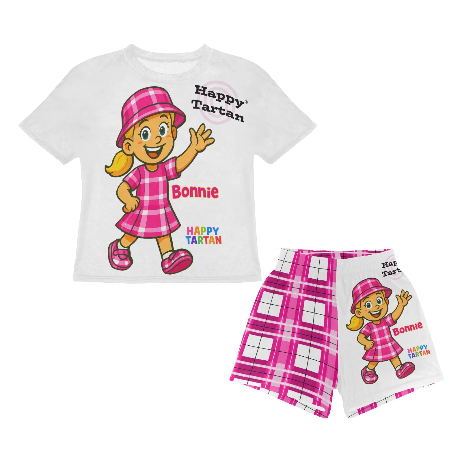 🌙 Bonnie's Little Girls’ Short Pyjama Set #2🌙 Age 2 - 7 Years - Happy Tartan
